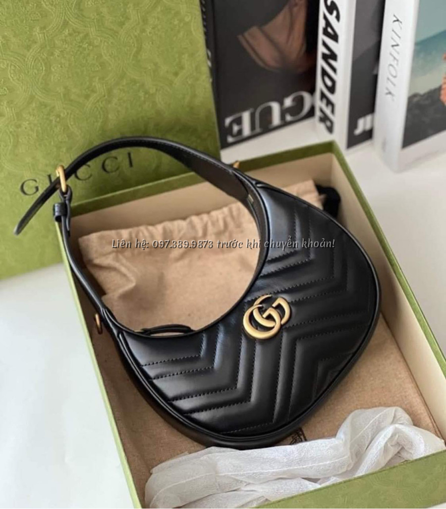 Ảnh  TÚI GUCCI GUCCI HOBO MÀU ĐEN DA TRƠN KHÓA VÀNG